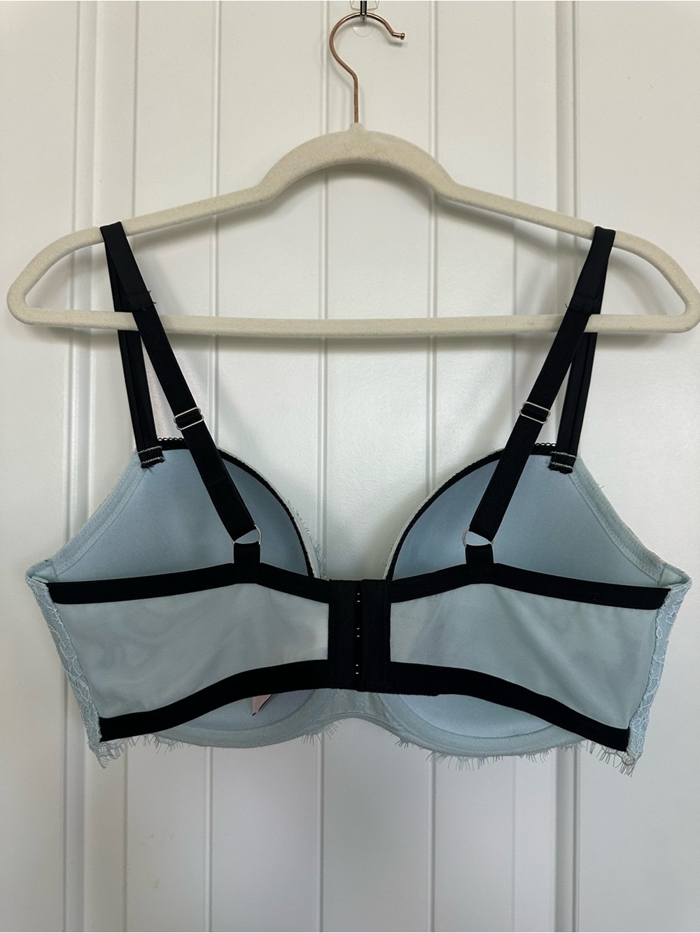 Victoria Secret Lace Balconette Bra in Light Blue with Black Straps - Picture 4 of 7